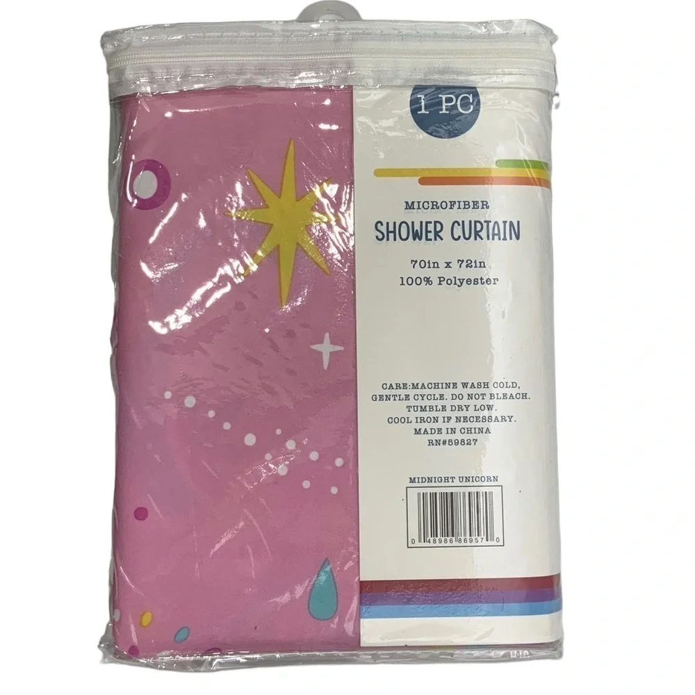Matt & Maddie Unicorn Rainbow Fabric Shower Curtain 70 X 72 In Multicolor Pink